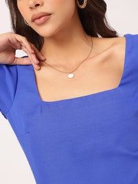 DressBerry Confident & Chic Square Neck Fit & Flare Mini Dress
