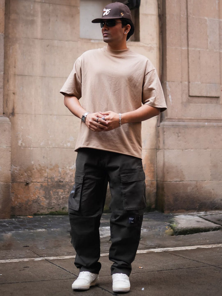 Powerlook Men Loose Fit Pure Cotton Cargos Trousers