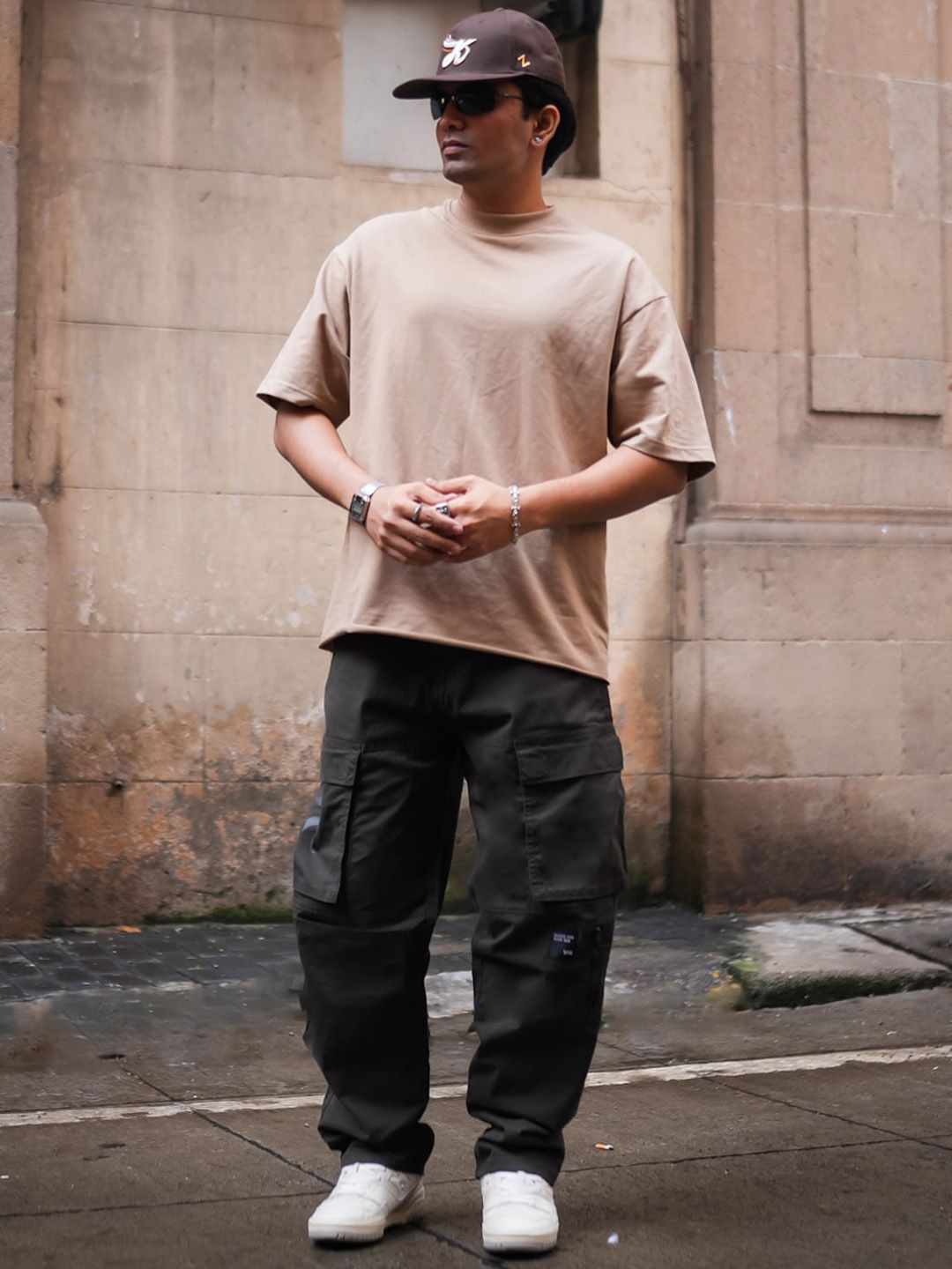 Powerlook Men Loose Fit Pure Cotton Cargos Trousers