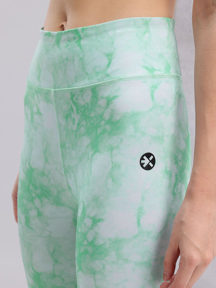 HRX by Hrithik Roshan Women Tie & Dye Mid-Rise Cropped Rapid-Dry Yoga Tights