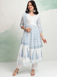 Vishudh Ethnic Motifs Embroidered Gotta Patti Pure Cotton Kurta With Trousers & Dupatta