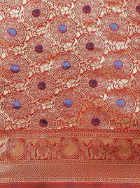Saree mall Red & Gold-Toned Woven Design Banarasi Saree