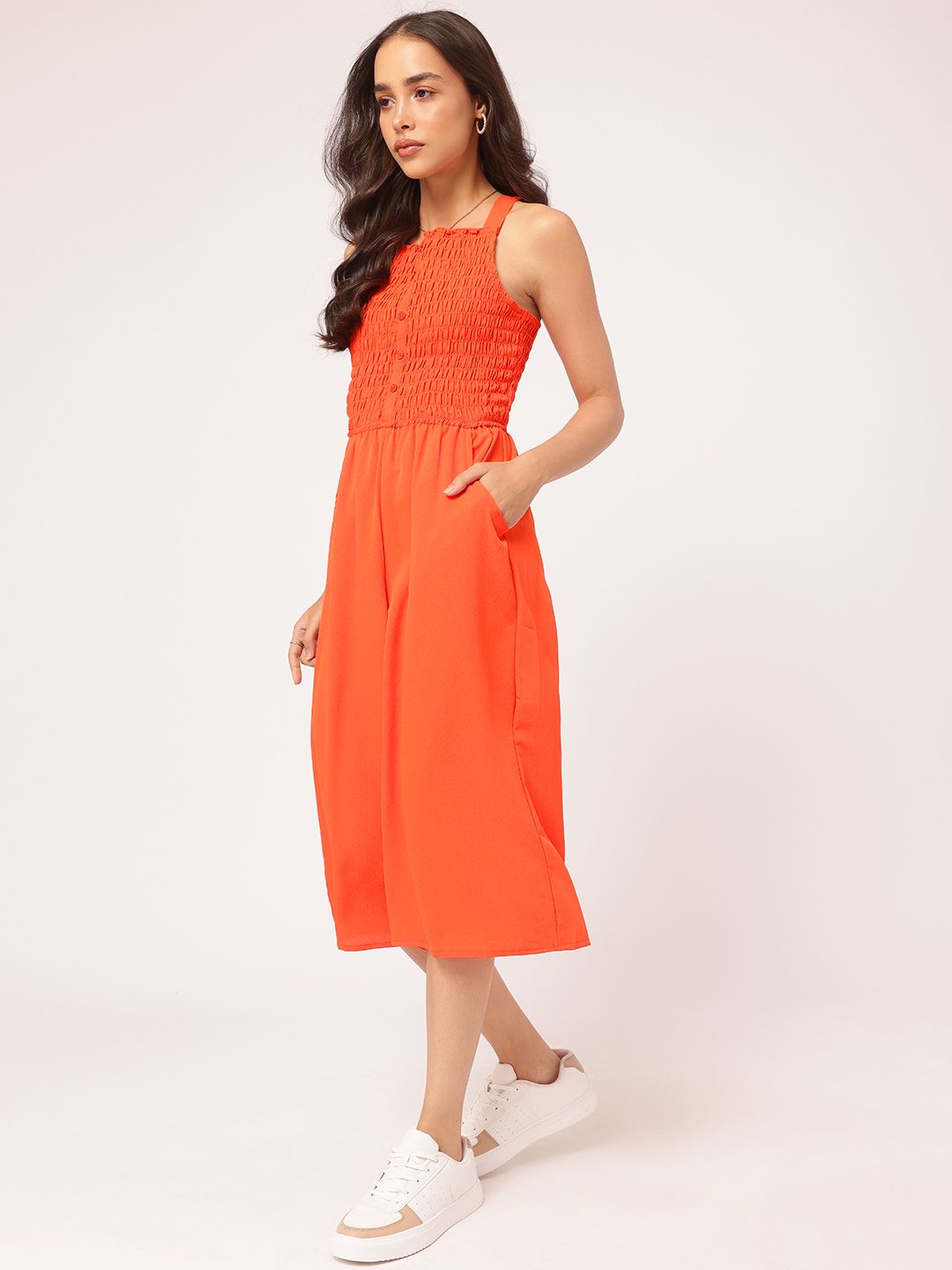 DressBerry Sunset Styles Smocked Culotte Jumpsuit