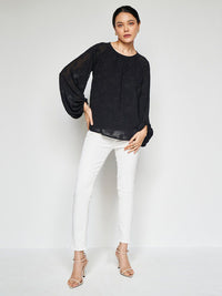 AND Self Design Puff Sleeves Top