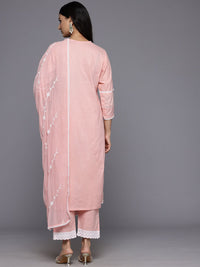Varanga Floral Embroidered Panelled Thread Work Pure Cotton Kurta With Trousers & Dupatta
