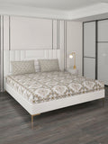 Monte Carlo Off White & Green Floral 144 TC Queen Bedsheet with 2 Pillow Covers