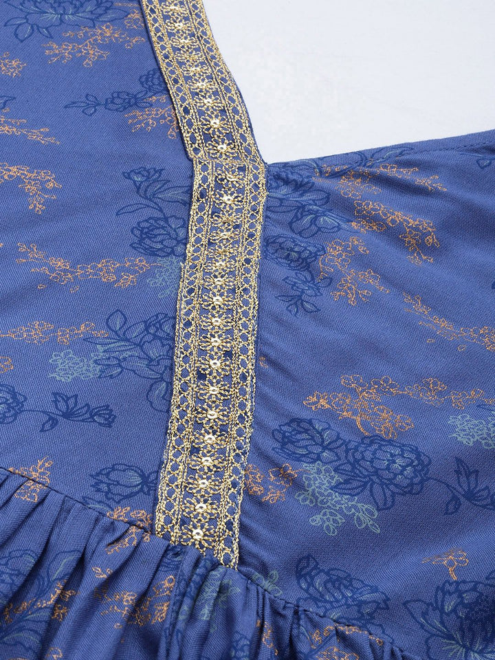 Anouk Women Floral Printed Angrakha Kurta With Dhoti Pants