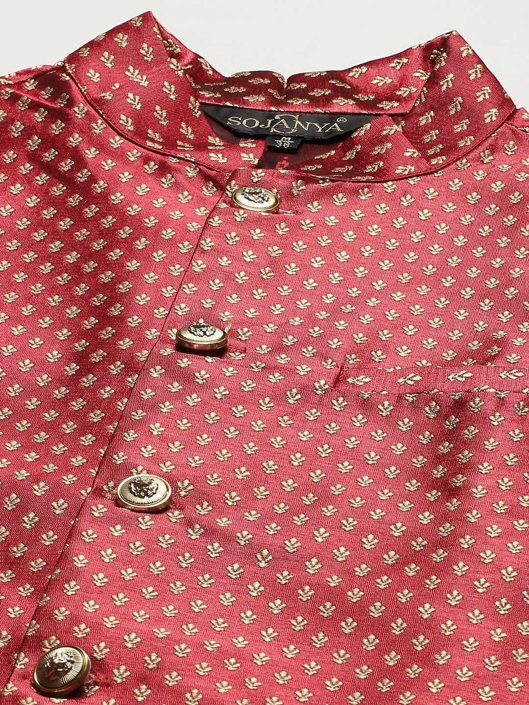 SOJANYA Men Cream-Coloured Chikankari Pure Cotton Kurta with Churidar & Nehru Jacket
