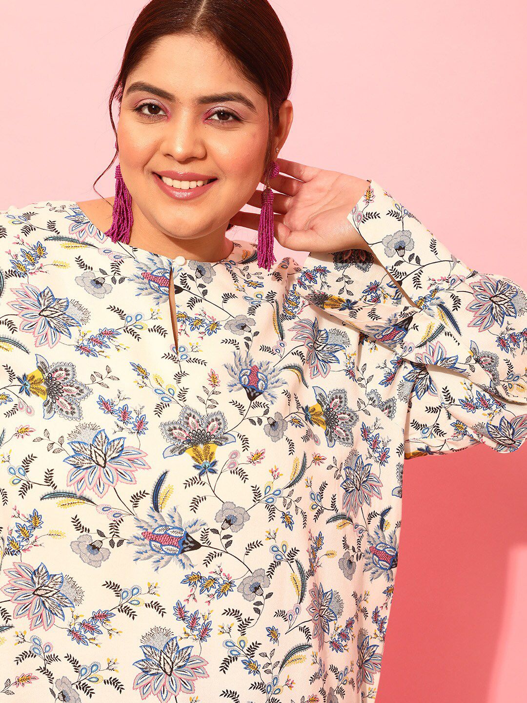 CURVY STREET Plus Size Floral Printed Top