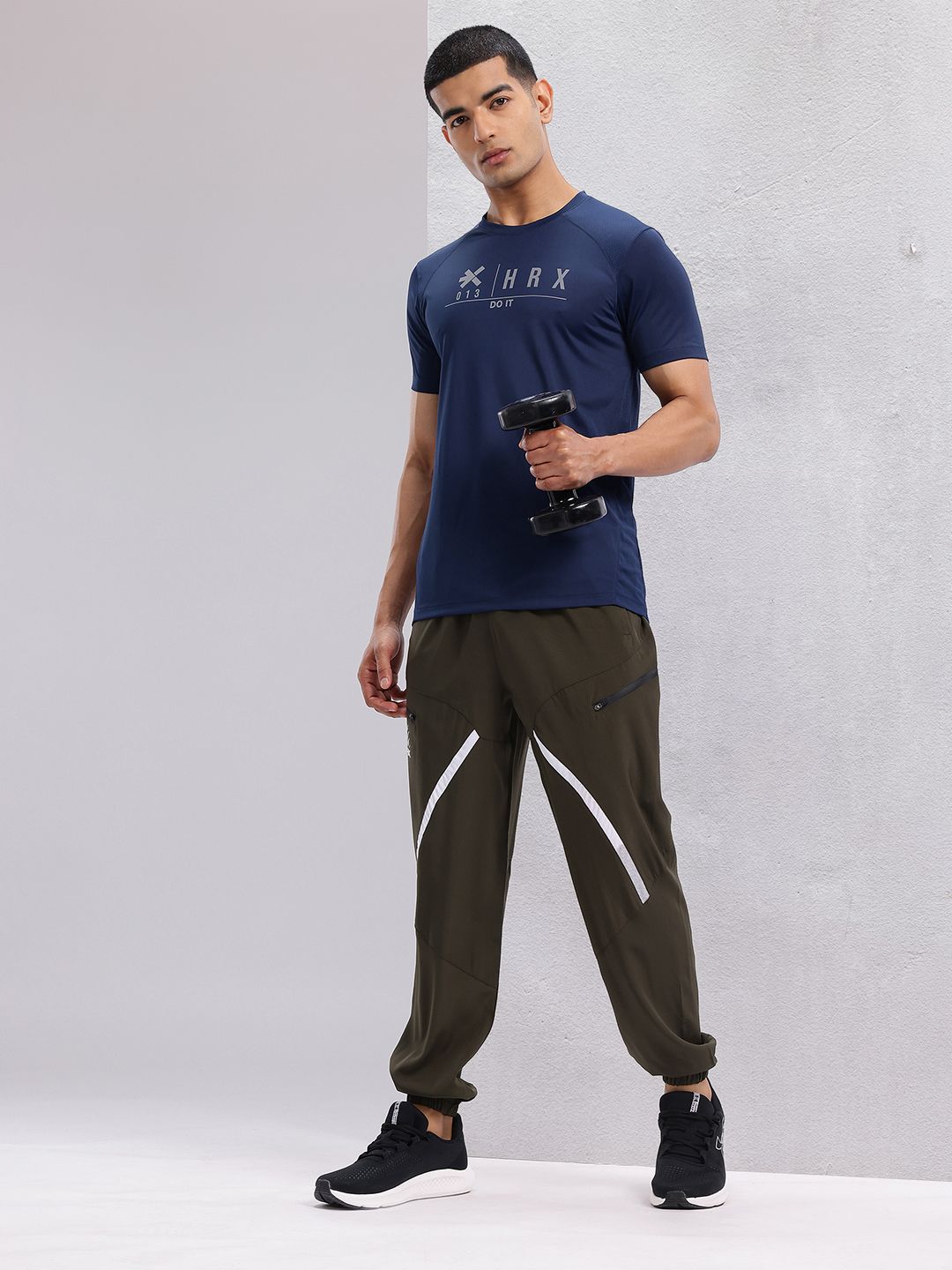 HRX by Hrithik Roshan Brand Logo Printed Raglan Sleeves Training T-shirt