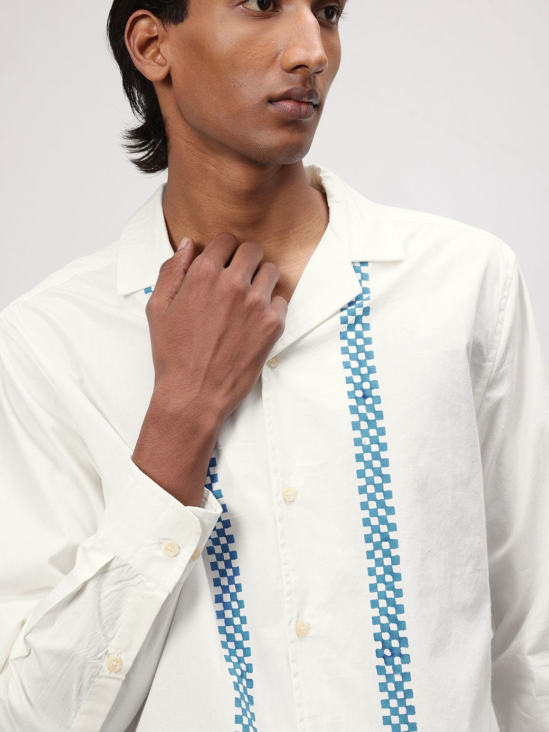 ether Artisan Hand Block Geometric Printed Casual Shirt