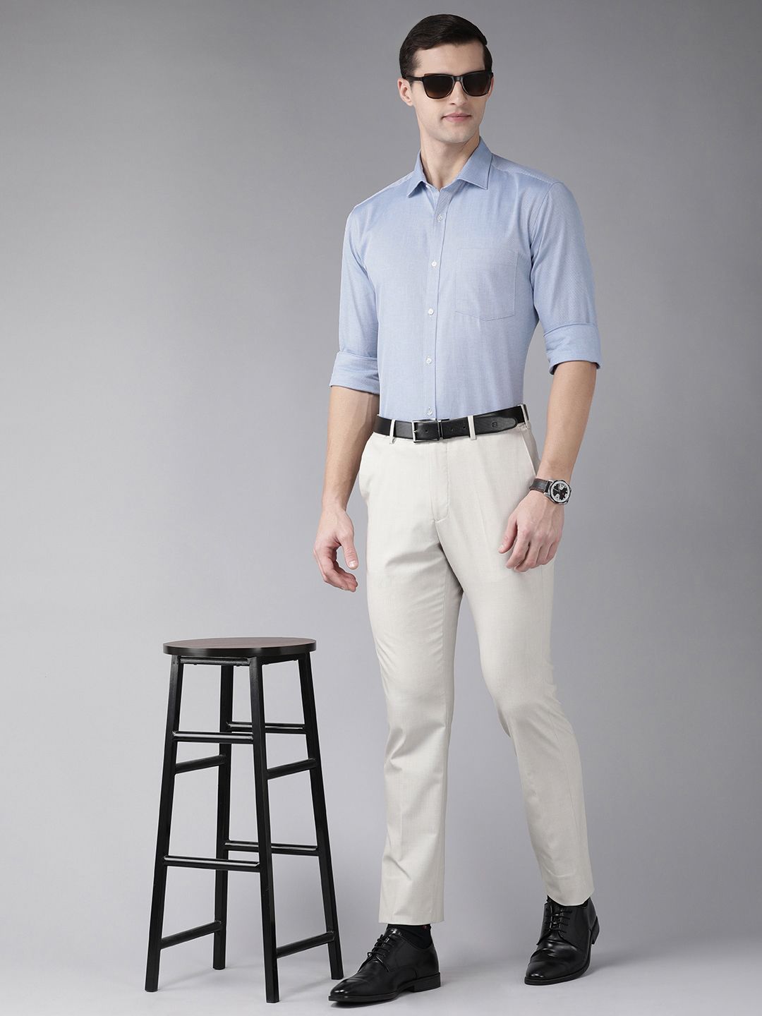 Park Avenue Men Blue Solid Pure Cotton Slim Fit Formal Shirt