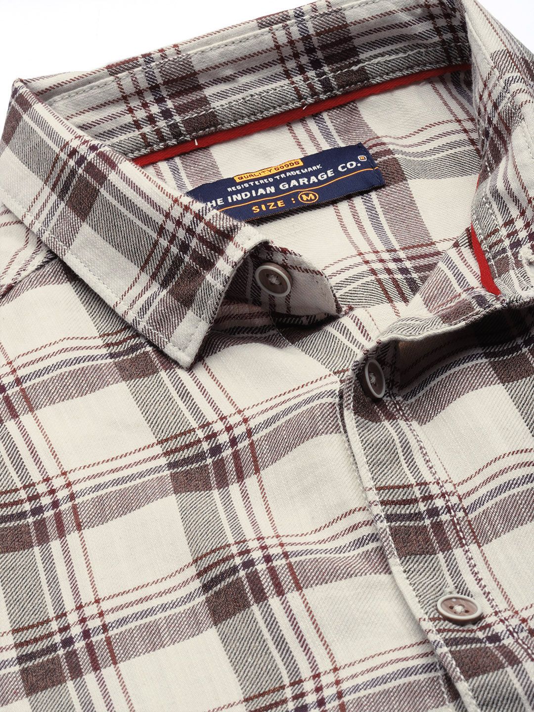 The Indian Garage Co Men Beige Checked Casual Shirt