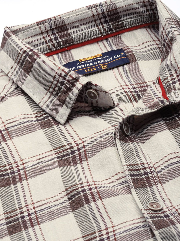 The Indian Garage Co Men Beige Checked Casual Shirt