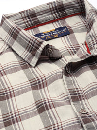 The Indian Garage Co Men Beige Checked Casual Shirt