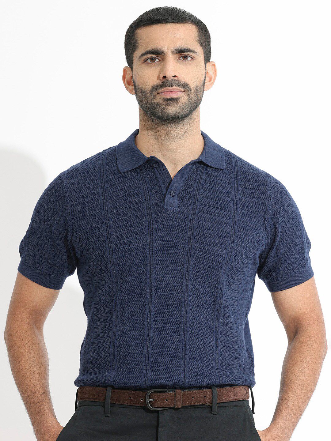 RARE RABBIT Men Mesk Polo Collar Slim Fit Cotton T-Shirt