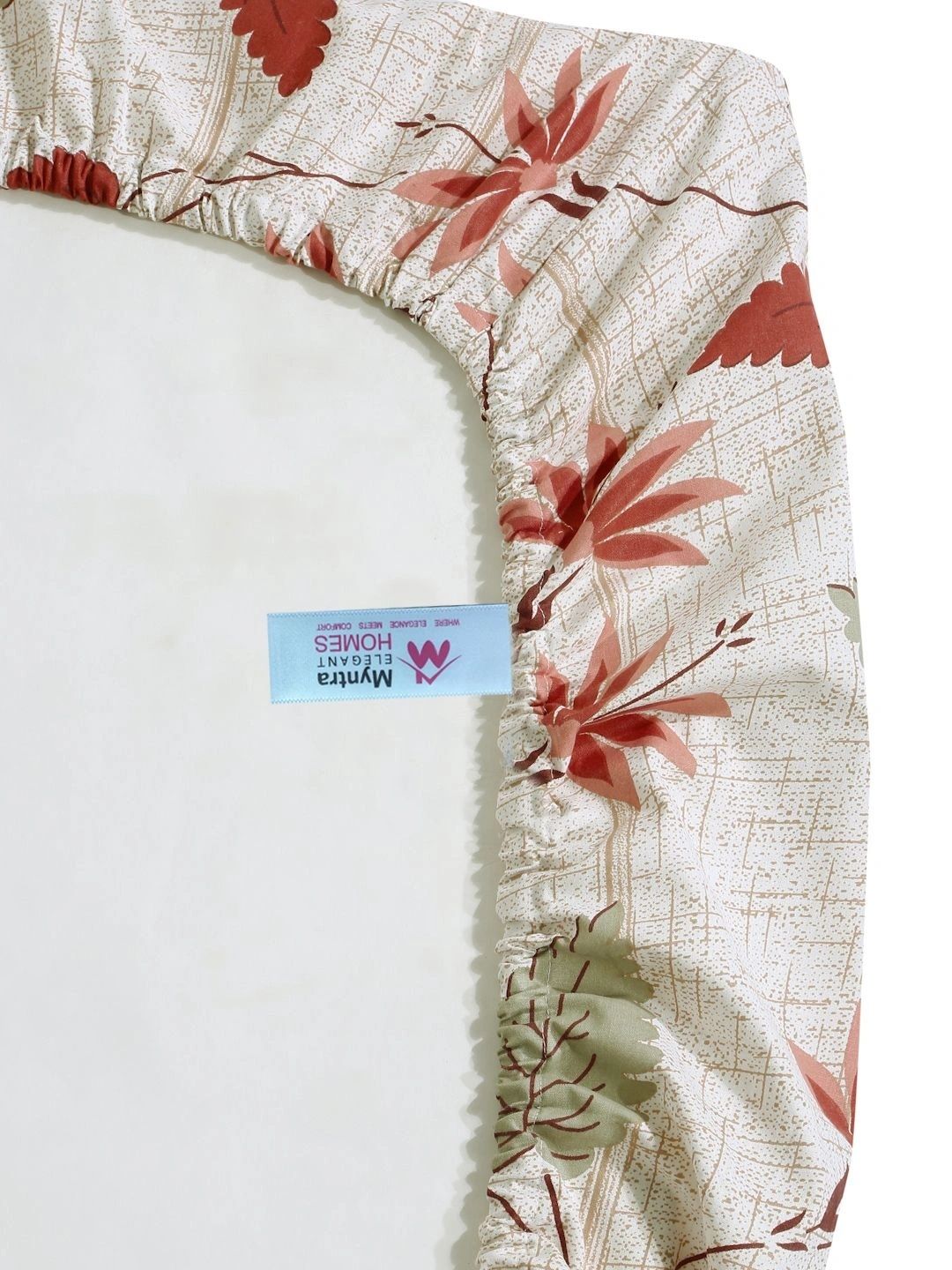 Myntra Elegant Homes Beige Floral 400 TC Single Bedsheet with 1 Pillow Covers