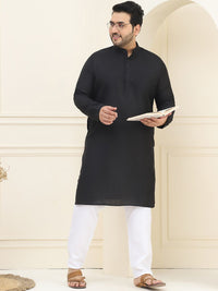SOJANYA PLUS Size Men Black Pure Cotton Kurta