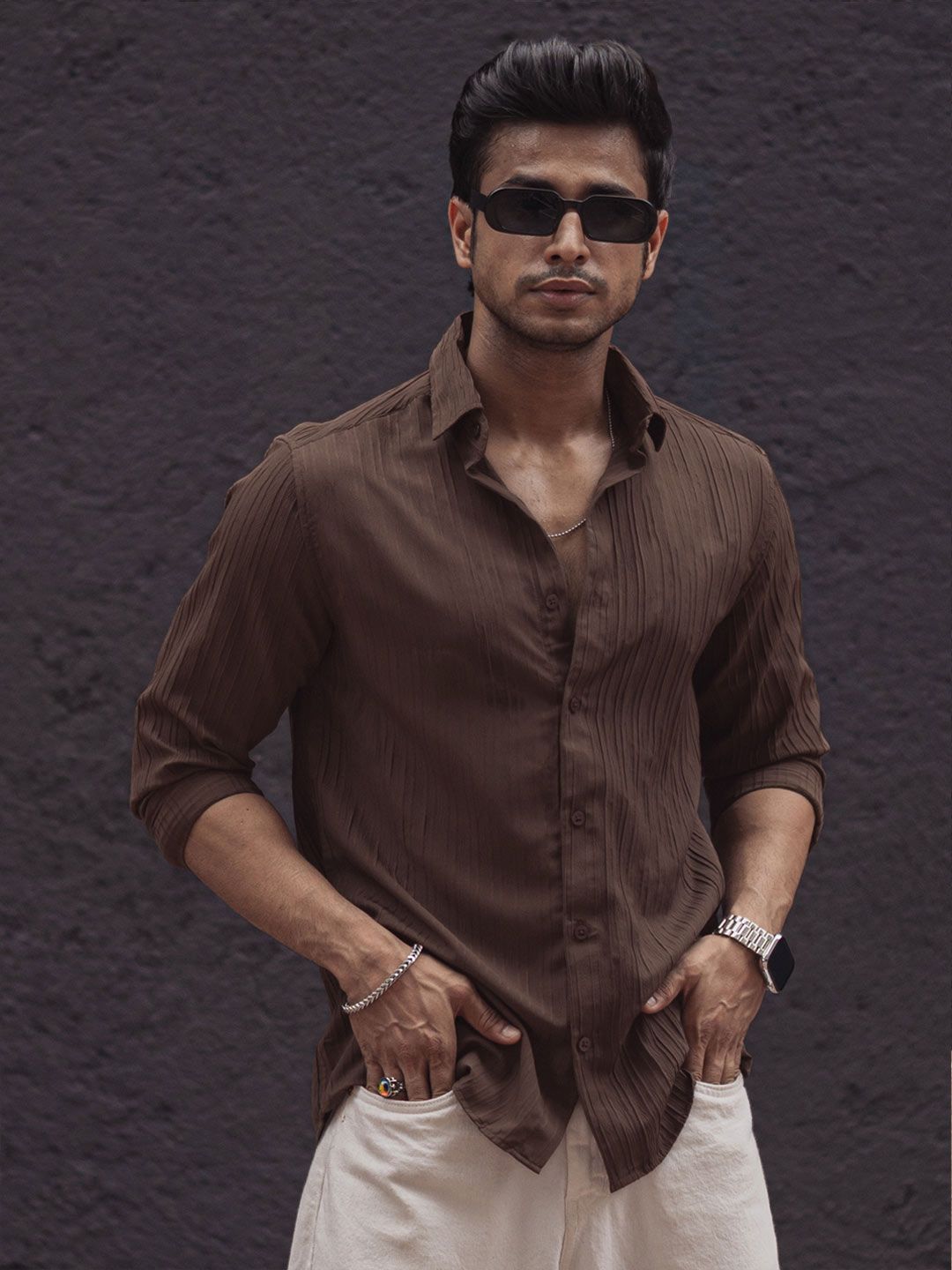 Powerlook India Slim Striped Spread Collar Shirt