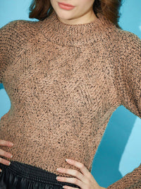 STREET 9 Cable Knit Self Design Pullover Sweater