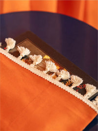 URBAN SPACE Orange & Off White Window Curtain