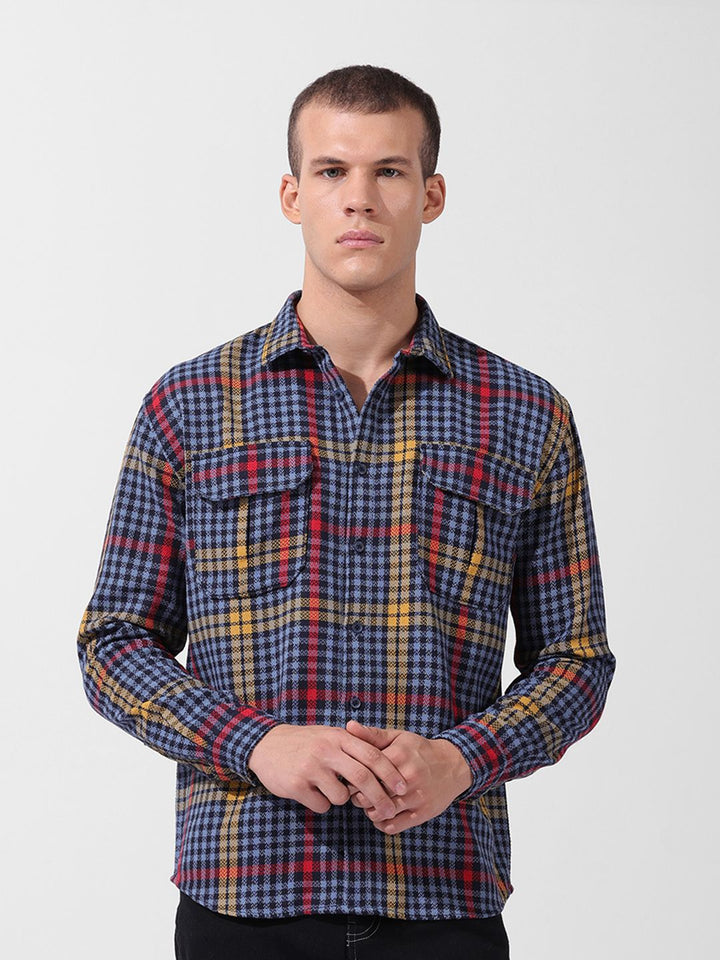 The Indian Garage Co Men Relaxed Fit Striped Double Flap Casual Shirt