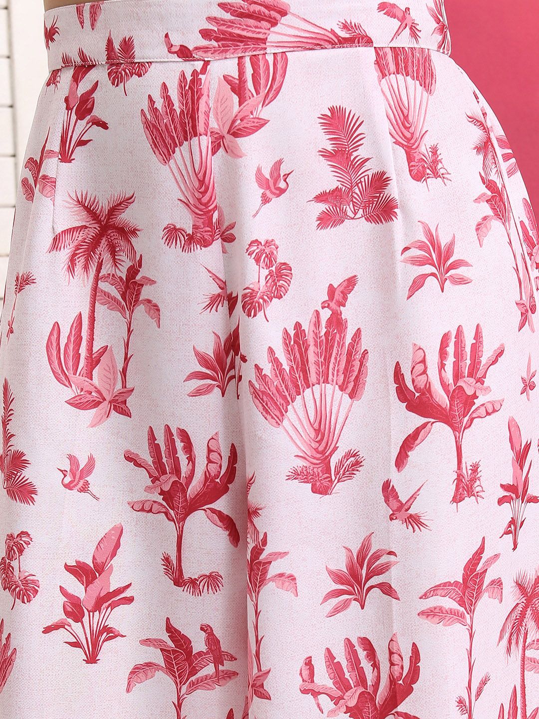 Vishudh Red & White Printed Pure Cotton Top With Trouser