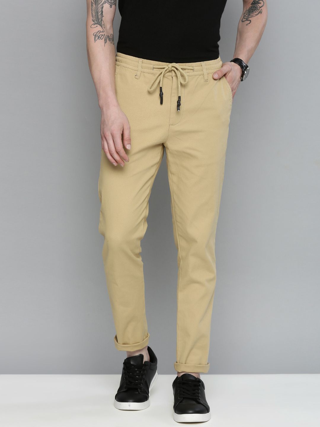 Garage CO Indian Lelaki Beige Slim Fit Chinos Seluar