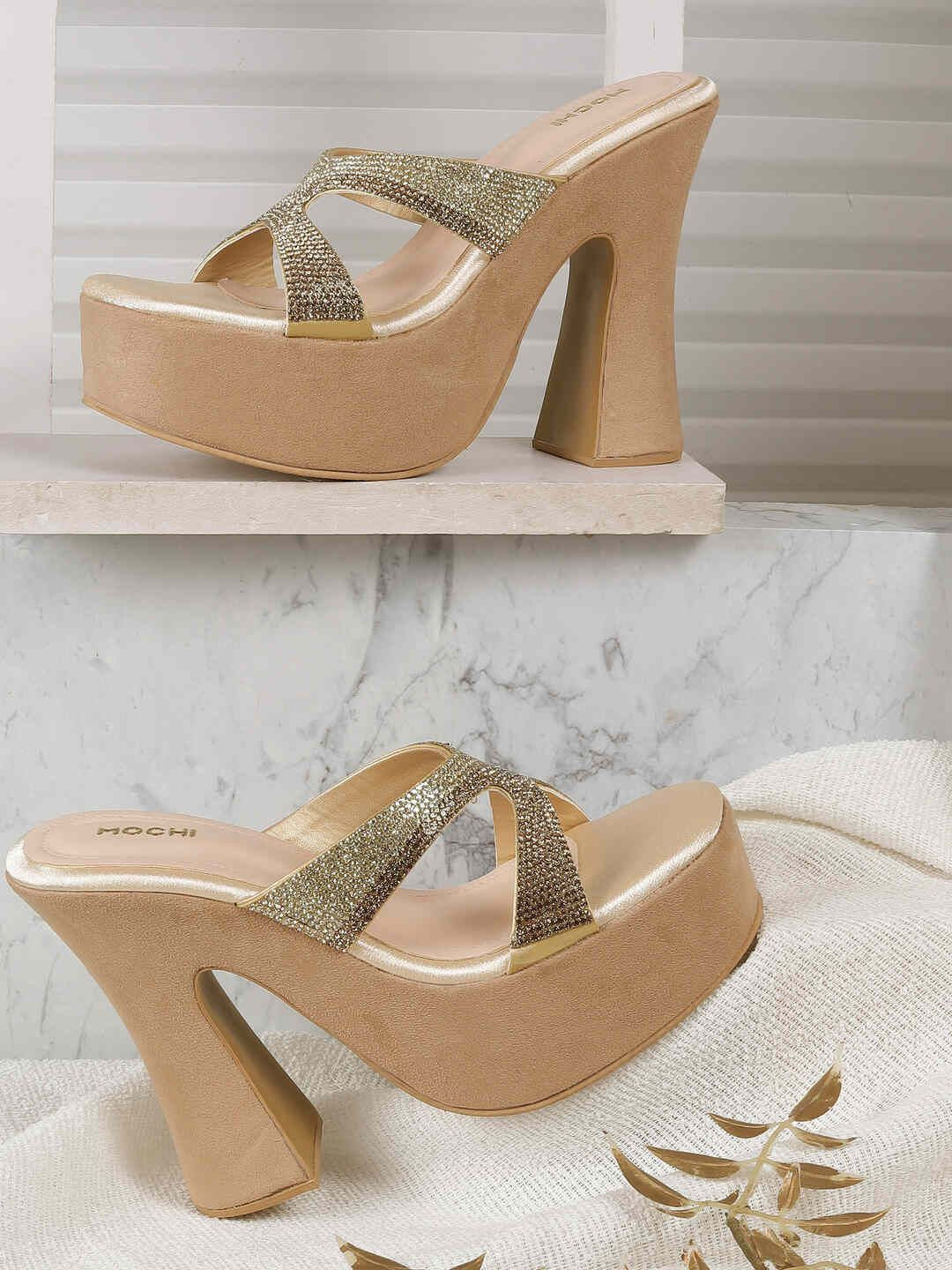 Mochi Women Embellished Platform Peep Toes