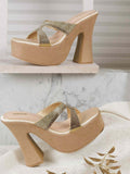 Mochi Women Embellished Platform Peep Toes