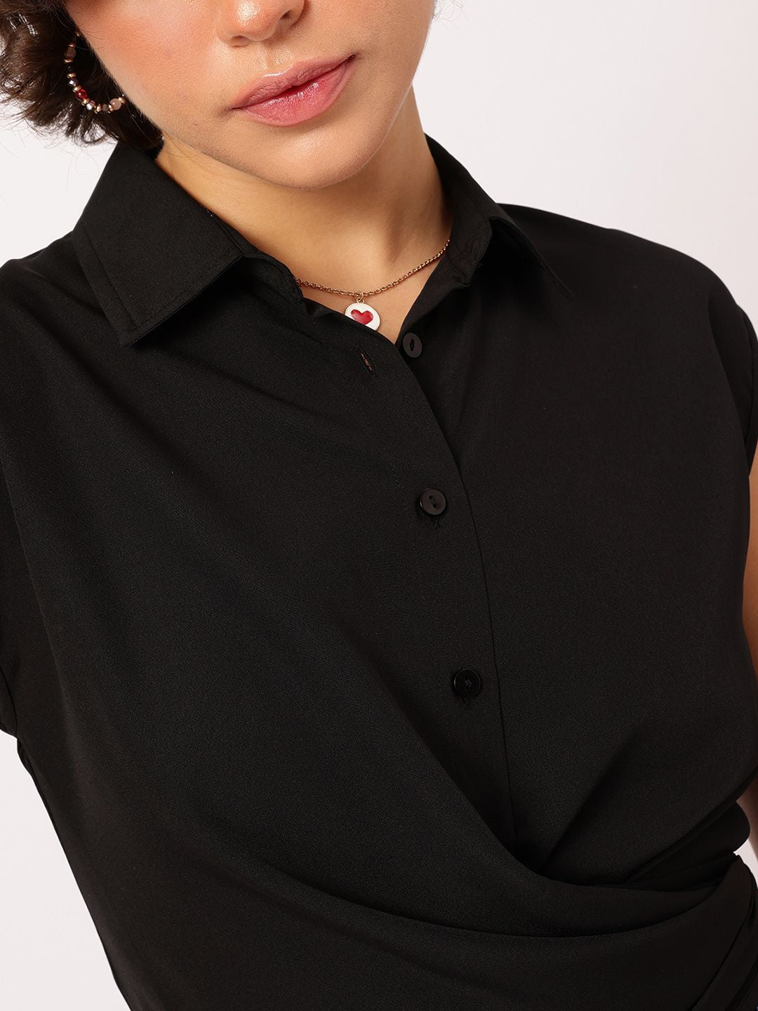 DressBerry Sleeveless Shirt Style Wrap Top