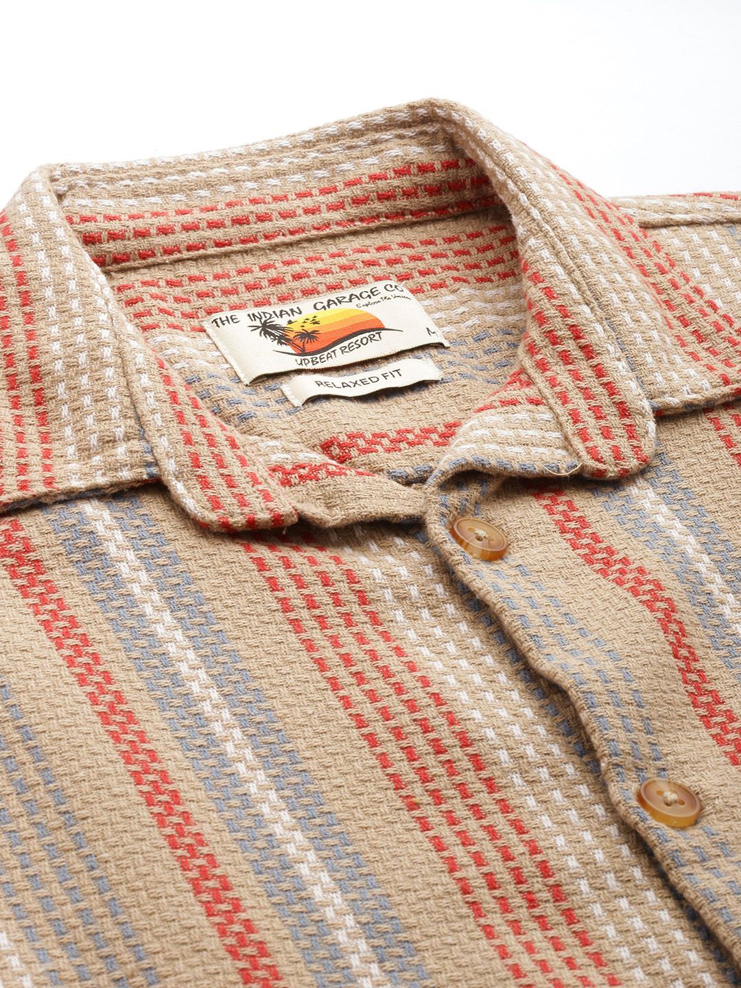 The Indian Garage Co Pure Cotton Striped Drop-Shoulder Sleeves Relaxed Casual Shirt
