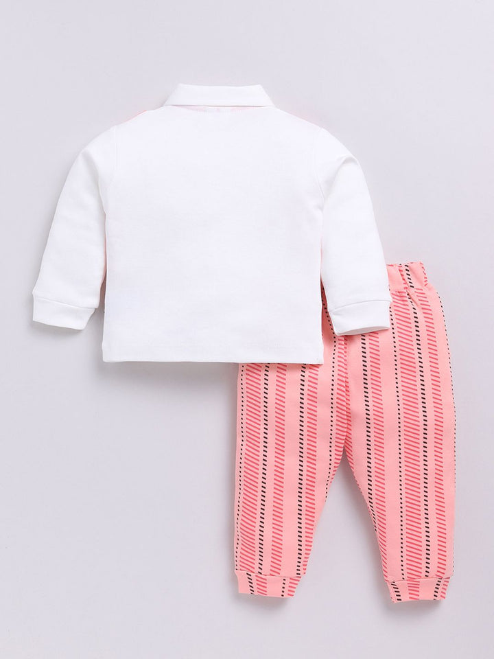 Moms Love Infant Boys Printed Pure Cotton Shirt with Joggers