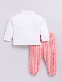 Moms Love Infant Boys Printed Pure Cotton Shirt with Joggers
