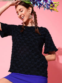 STREET 9 Navy Blue Pure Cotton Top