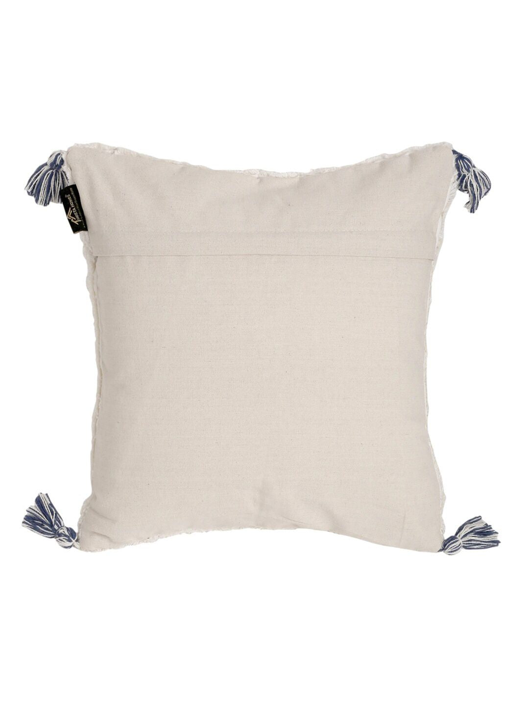 HOSTA HOMES Set Of 2 Blue & White Geometric Embroidered Pure Cotton Square Cushion Covers