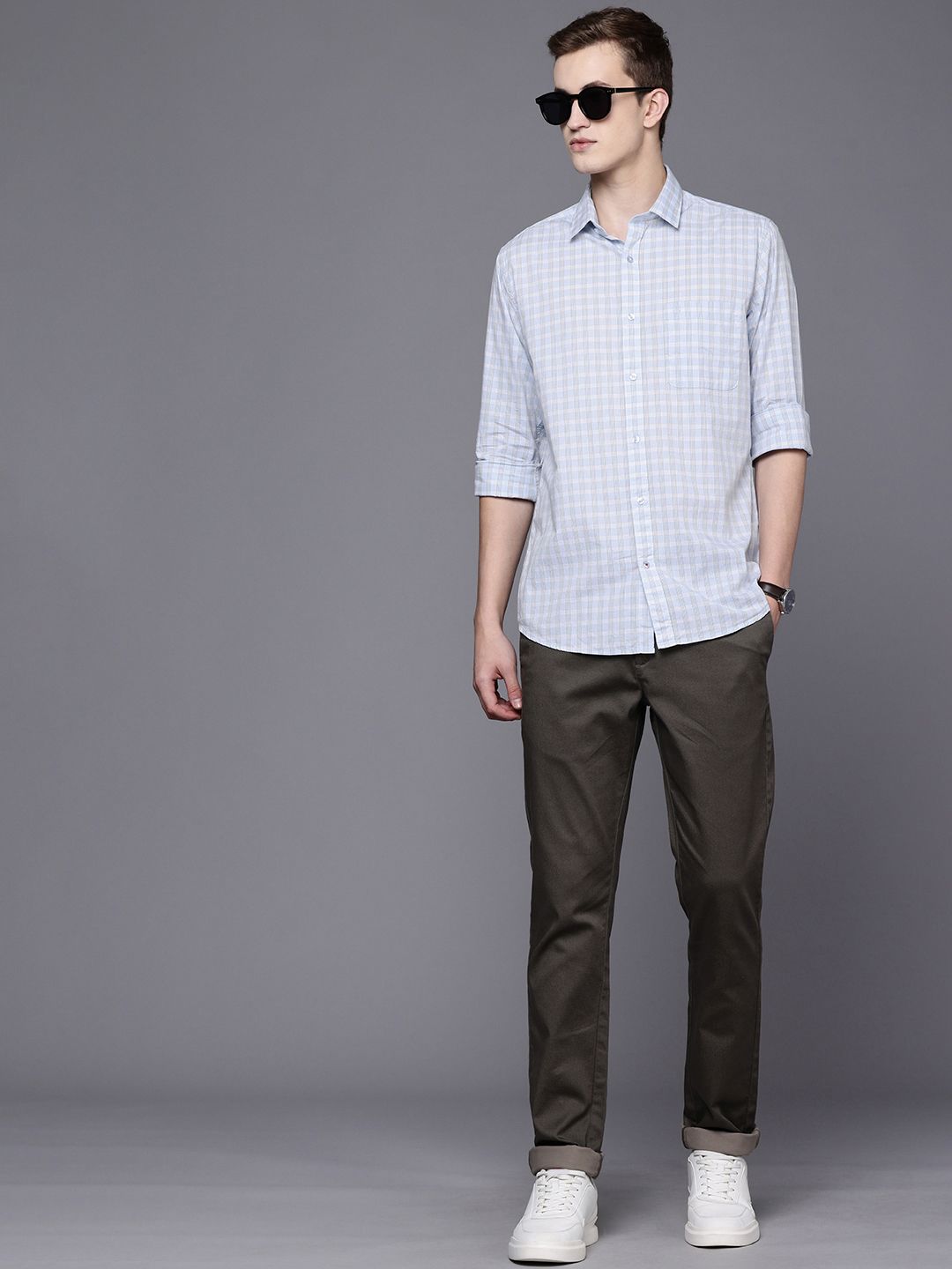 Raymond Pure Cotton Slim Fit Checked Casual Shirt