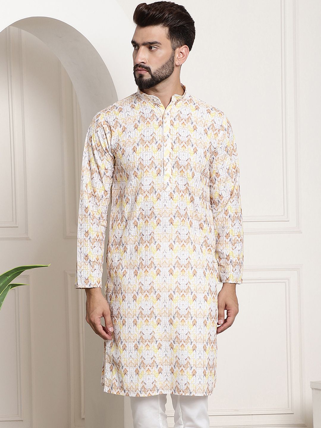 SOJANYA Kurta Bunga Kuning Lelaki