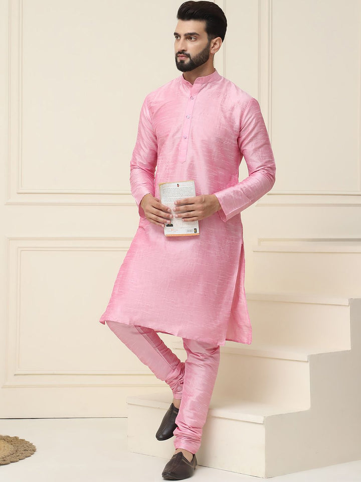 SOJANYA Men Pink Solid Kurta Lurus