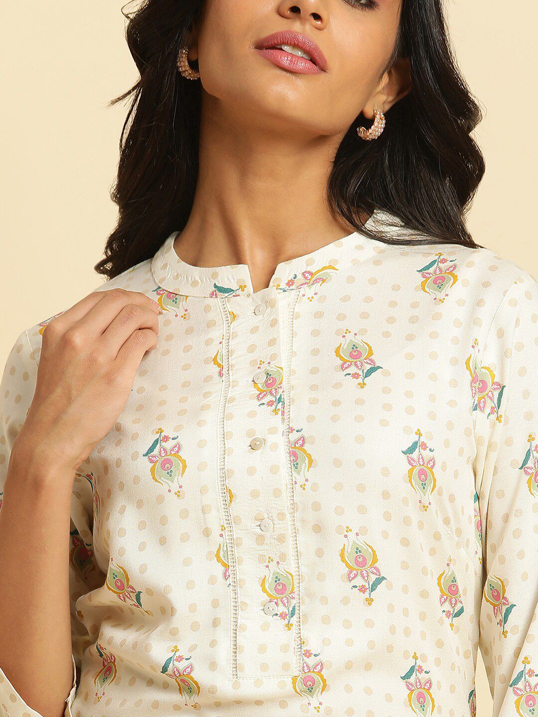 W Geometric Printed Mandarin Neck Kurta