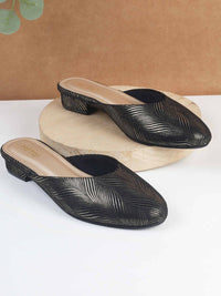 Metro Women Textured Ethnic - Embellished Pointed Toe Block Mules