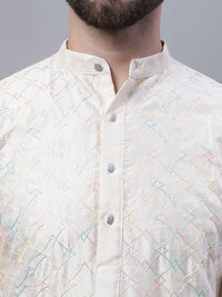 SOJANYA Embroidered Mandarin Collar Kurta with Pyjamas & Nahru Jacket