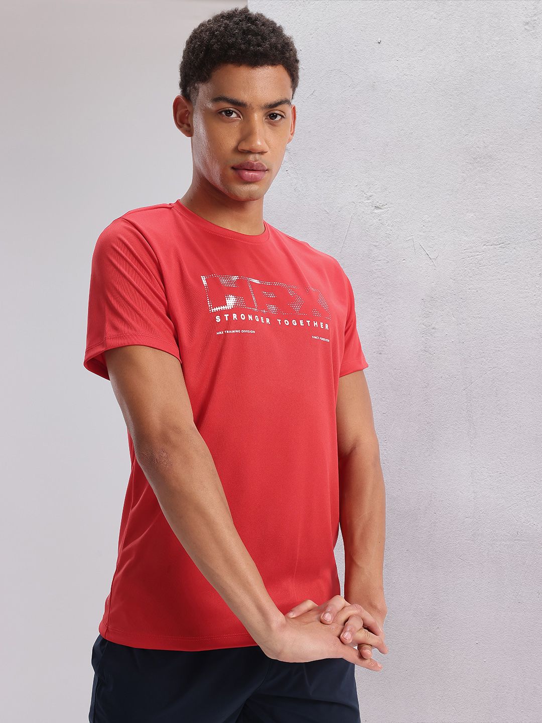 HRX by Hrithik Roshan Twin Collection Brand Logo Printed Rapid-Dry Training T-shirt