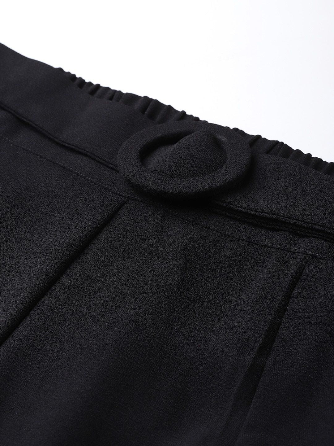 SASSAFRAS Women Black Parallel Trousers