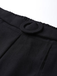 SASSAFRAS Women Black Parallel Trousers