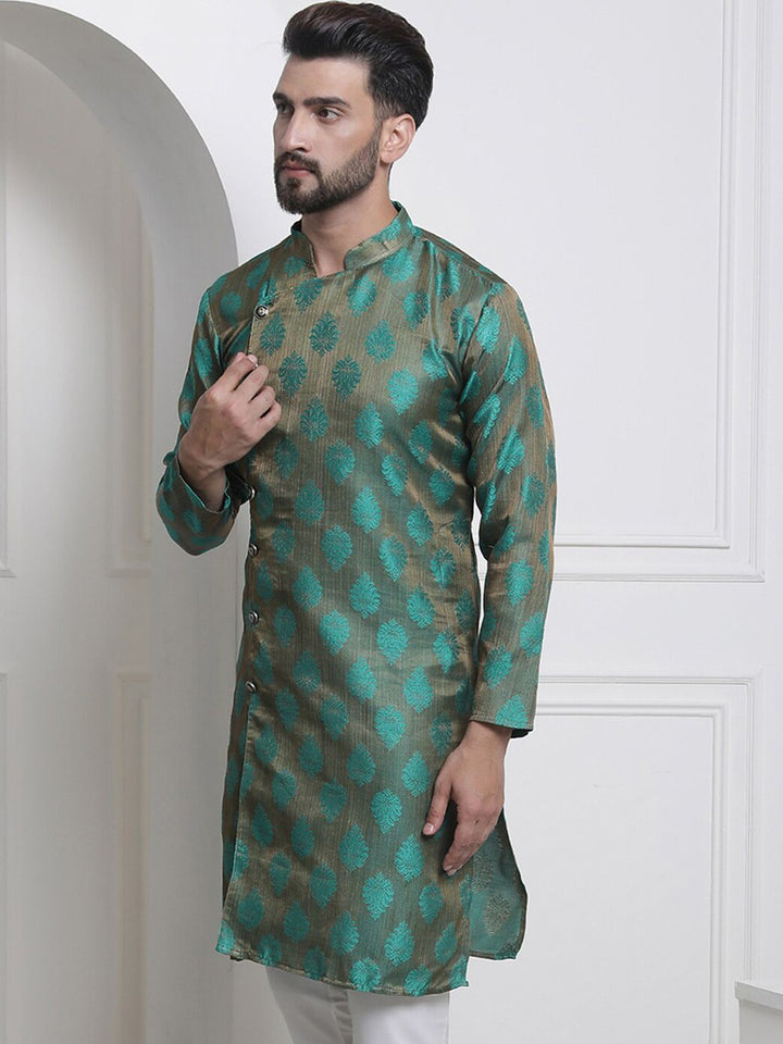 SOJANYA Motif Etnik Rekaan Tenun Angrakha Kurta Lurus