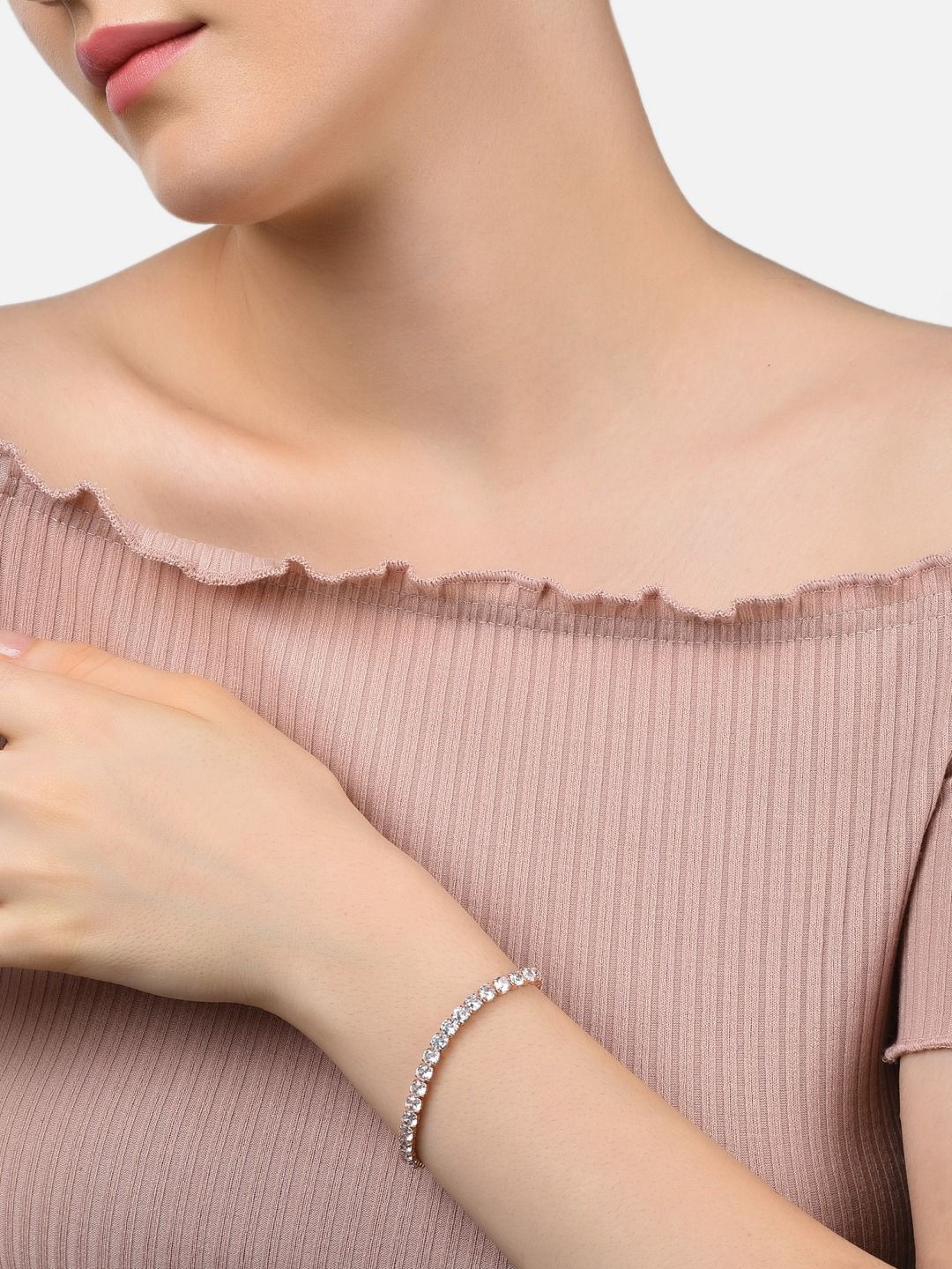 Pek Wanita Zaveri Pearls 2 Gelang Lilit Berwarna Emas Mawar &amp; Berwarna Perak