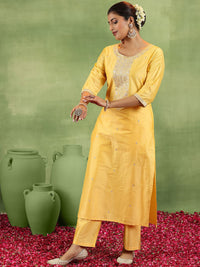 Gerua By Libas Women Ethnic Motifs Yoke Design Regular Kurta with Trousers & With Dupatta