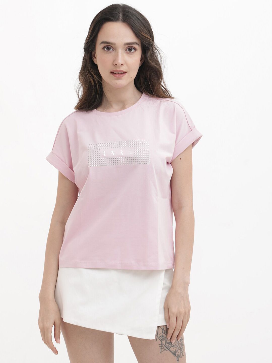 RAREISM Women Embellished Extended Sleeves T-shirt