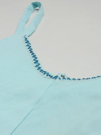 Global Desi Powder Blue Solid Sleeveless Casual Basic Jumpsuit